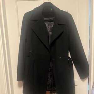Black Calvin Klein Wrap Pea Coat